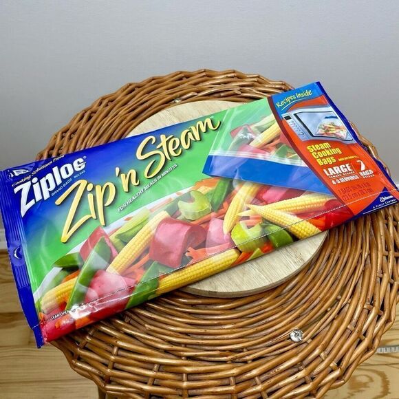 New Ziploc Zip'N Steam 7‎ Large Steam Cooking Bags Microwave Discontinued Rare - Picture 4 of 6